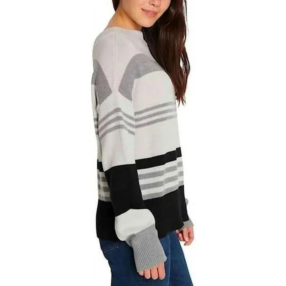 Lucky Brand Black Gray White Long Sleeve Knit Sweater Size XXL - Picture 1 of 10
